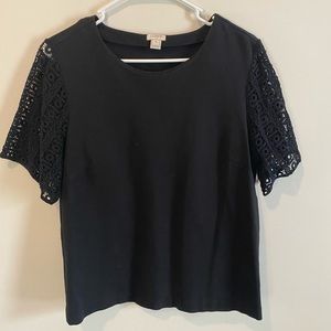 J. Crew short sleeve blouse with lace sleeves
